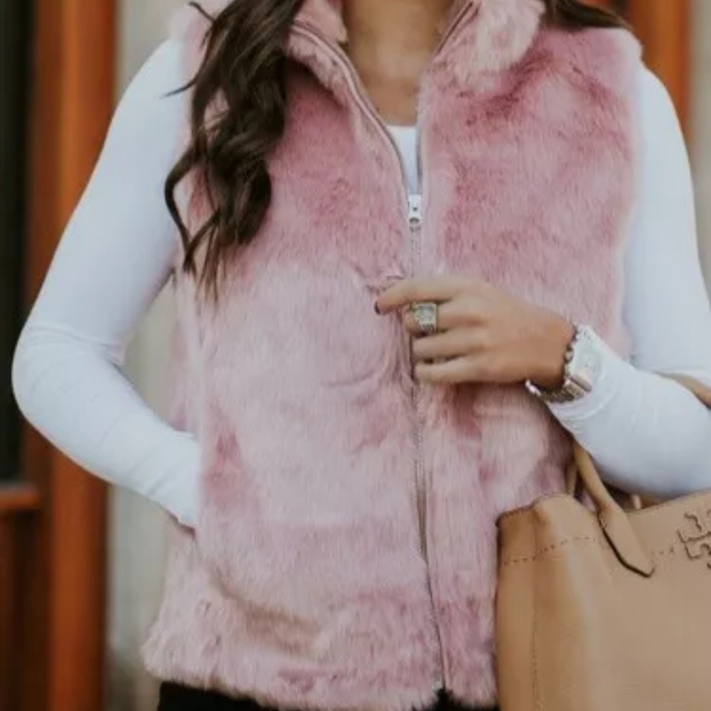 J Crew Pink Fur Vest j.crew